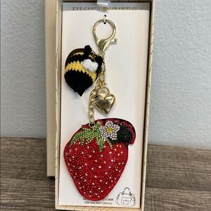 Eye Candy | Strawberry, Bee & Heart Bag Charm 🍓🐝